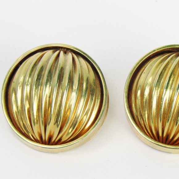 Vintage Kramer Gold Tone Dome Earrings Clip On 1950s - Picture 2 of 4